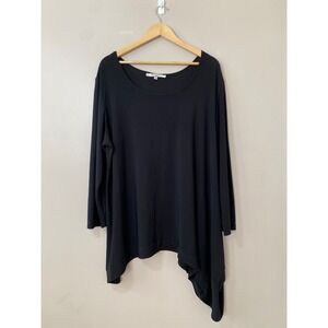 PLANET Long Sleeve Asymmetrical Hem Top Women's Size 3 Black Jersey Knit Tunic